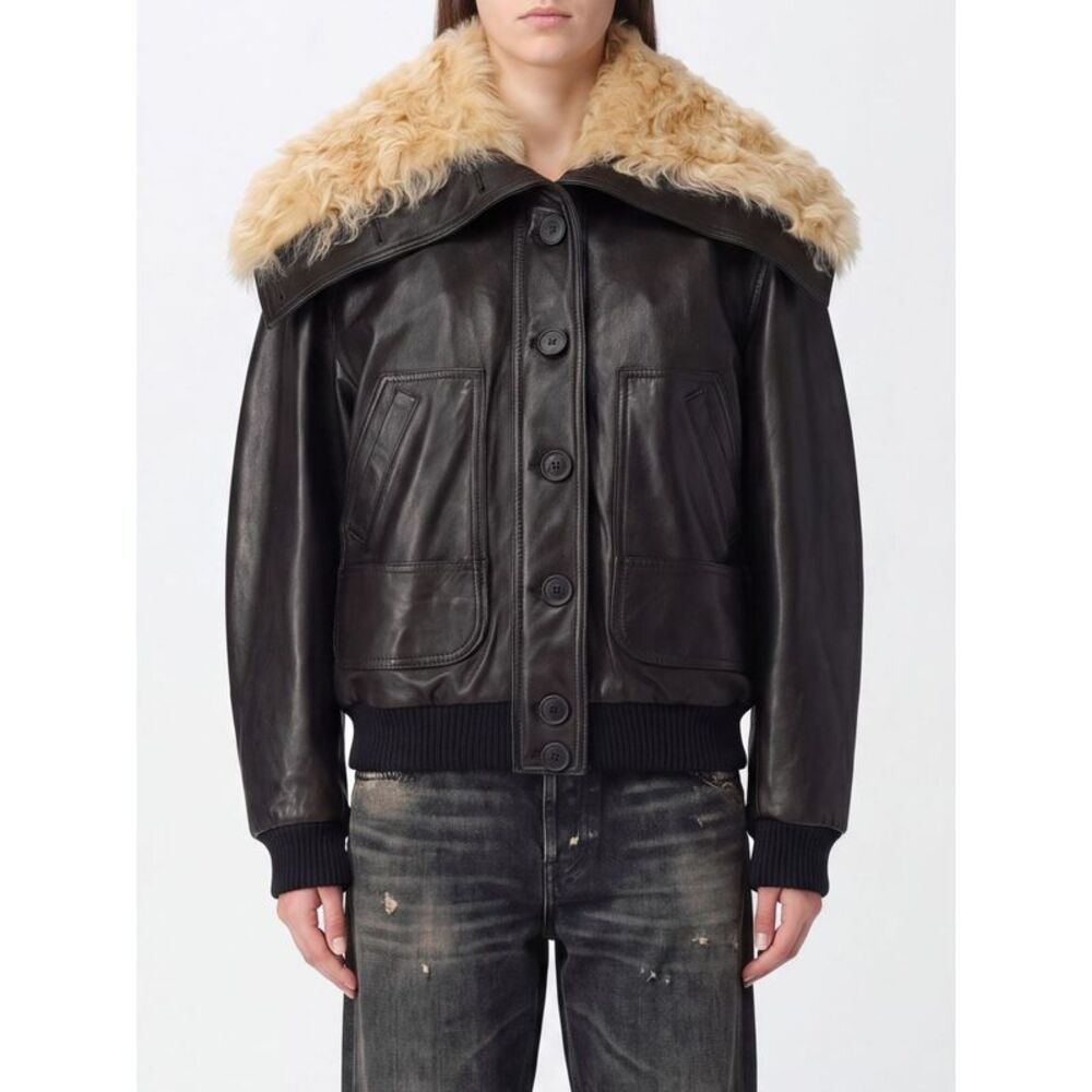 The Attico Women The Attico Relaxed Fit Shearling Bomber Jacket With Fur Collar